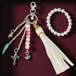 Bag Charm Purse Accesory Peach Blossom Jade White Tassel Christian Birkinify Y2K